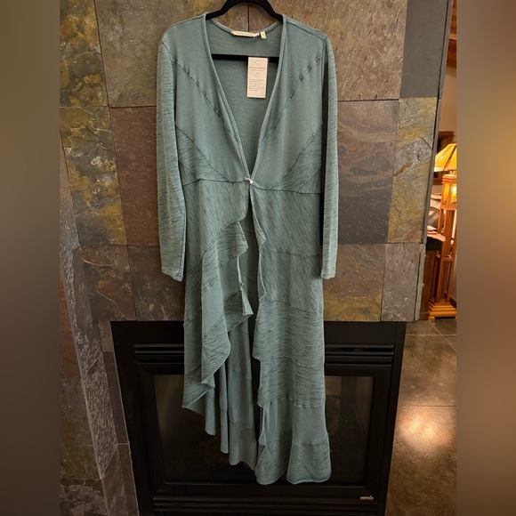 NWOT Soft Surroundings teal topper, M, unique boho, arty piece. Asymmetrical - Picture 15 of 15